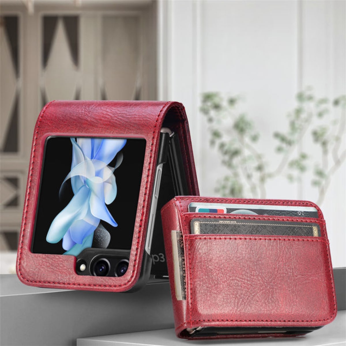 Samsung Galaxy Z Flip Card Holder Case Premium PU Leather Wallet Protection Cover for Flip 3 4 5 6 7 8 with Multiple Card Slots | Thomler