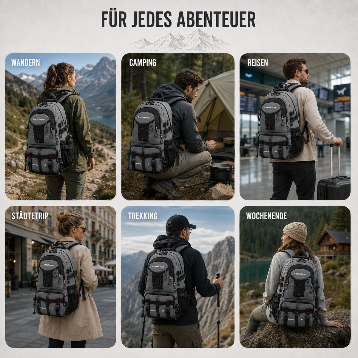 40L Hiking Backpack with USB Charging Port for Multi-Day Treks & Camping Trips – Water-Resistant Outdoor Daypack with Laptop Sleeve | Thomler