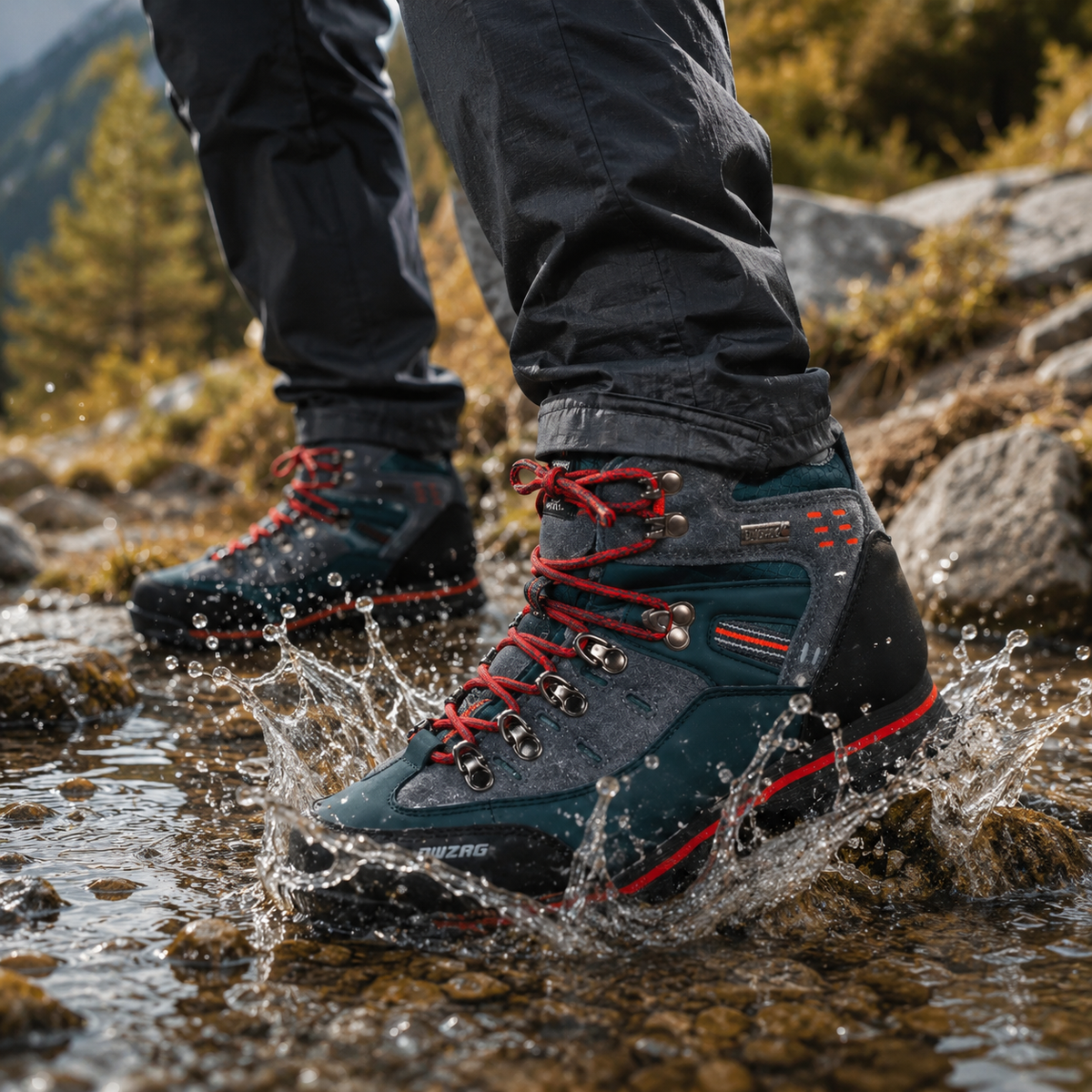 Men's Waterproof Hiking Boots with Non-Slip Rubber Sole – Mid-Ankle Trekking Shoes for Winter Trail Walking, Outdoor Adventures & Mountain | Thomler
