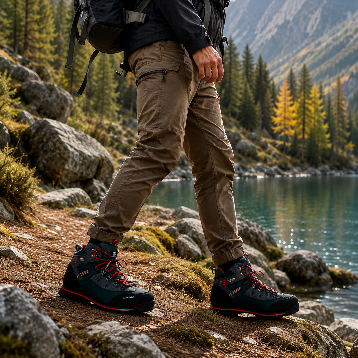 Men's Waterproof Hiking Boots with Non-Slip Rubber Sole – Mid-Ankle Trekking Shoes for Winter Trail Walking, Outdoor Adventures & Mountain | Thomler