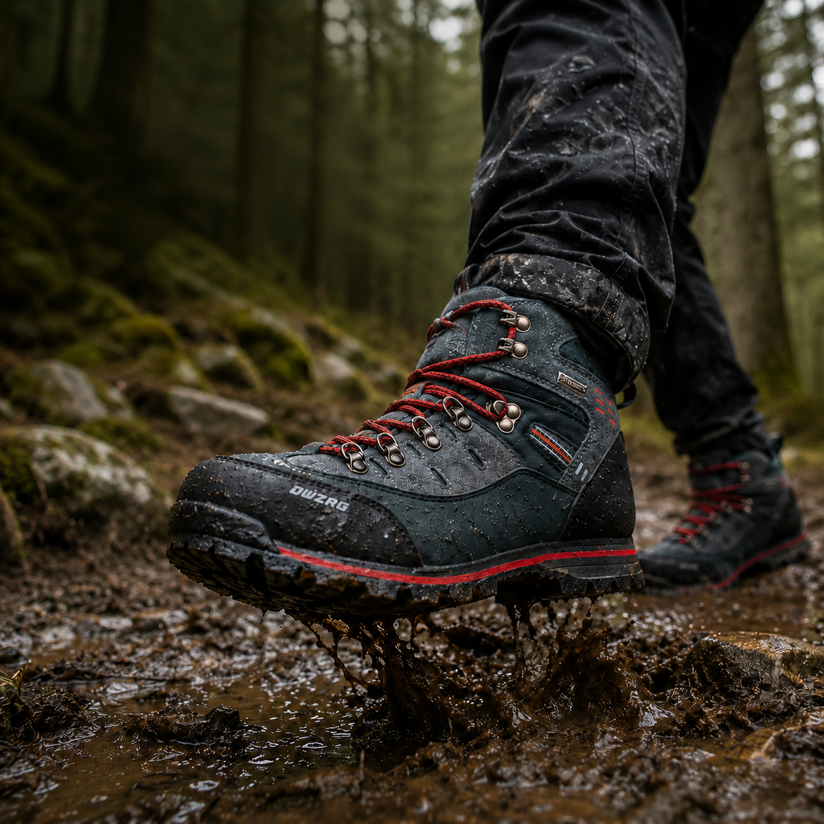 Men's Waterproof Hiking Boots with Non-Slip Rubber Sole – Mid-Ankle Trekking Shoes for Winter Trail Walking, Outdoor Adventures & Mountain | Thomler