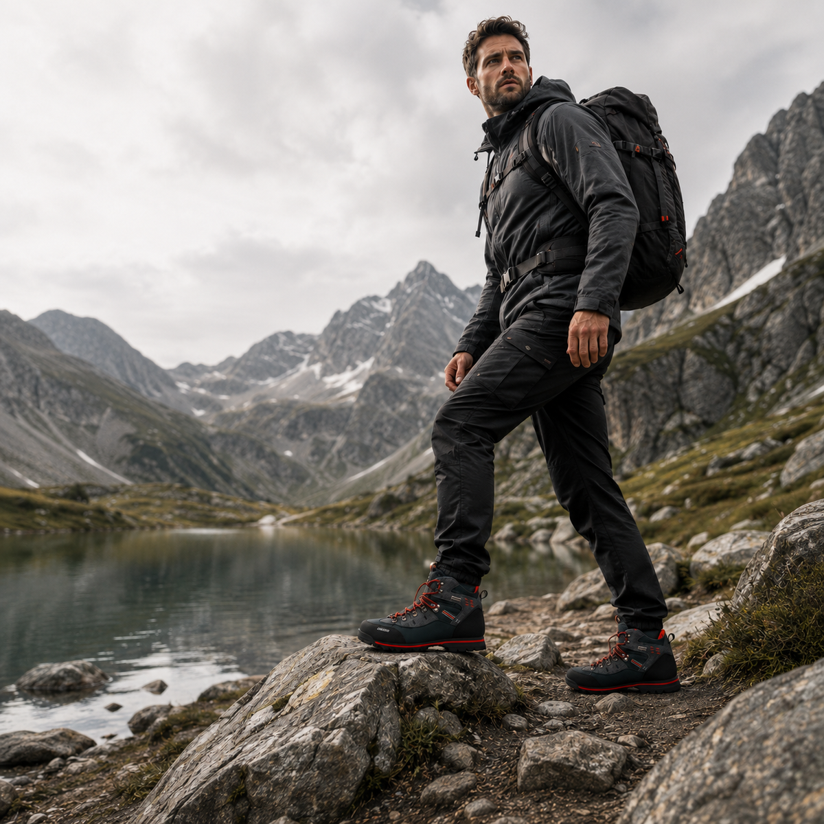 Men's Waterproof Hiking Boots with Non-Slip Rubber Sole – Mid-Ankle Trekking Shoes for Winter Trail Walking, Outdoor Adventures & Mountain | Thomler