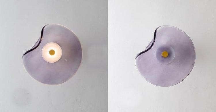 Modern LED Wall Sconce in Amber, Purple & Gray Glass for Bedroom, Living Room & Hallway Lighting | Thomler