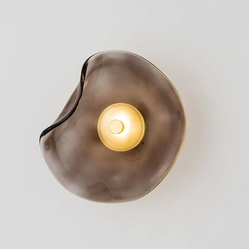 Modern LED Wall Sconce in Amber, Purple & Gray Glass for Bedroom, Living Room & Hallway Lighting | Thomler