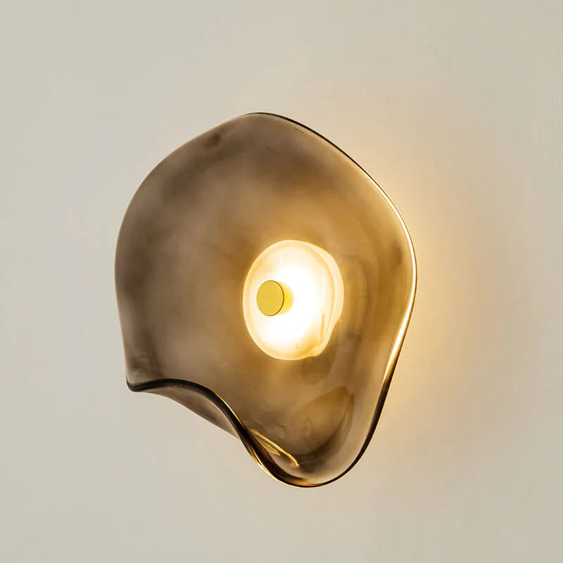 Modern LED Wall Sconce in Amber, Purple & Gray Glass for Bedroom, Living Room & Hallway Lighting | Thomler