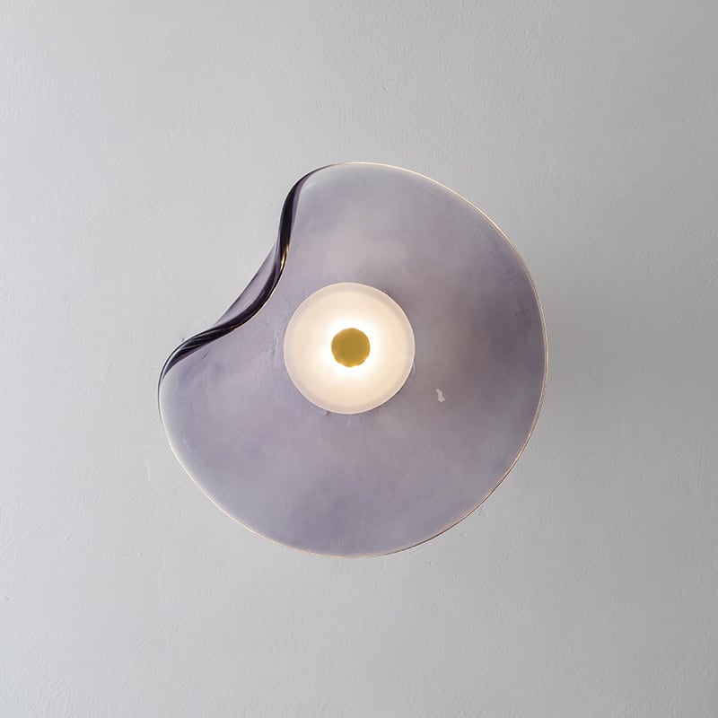 Modern LED Wall Sconce in Amber, Purple & Gray Glass for Bedroom, Living Room & Hallway Lighting | Thomler
