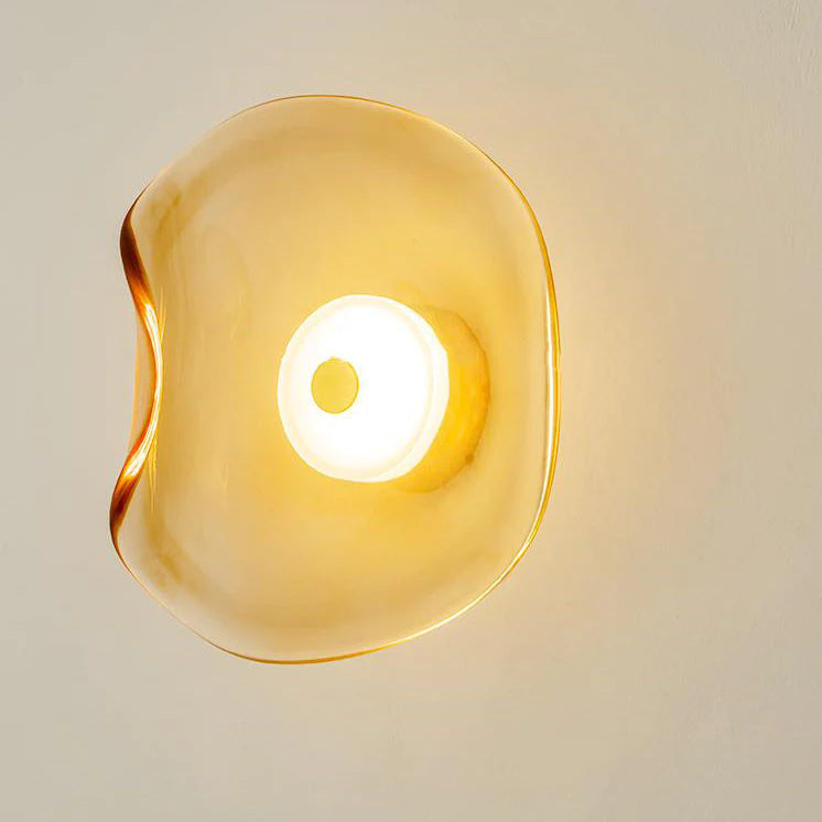 Modern LED Wall Sconce in Amber, Purple & Gray Glass for Bedroom, Living Room & Hallway Lighting | Thomler