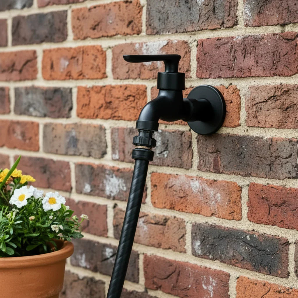 Wall-Mount Brass Faucet – Matte Black Finish for Indoor & Outdoor Use | Thomler