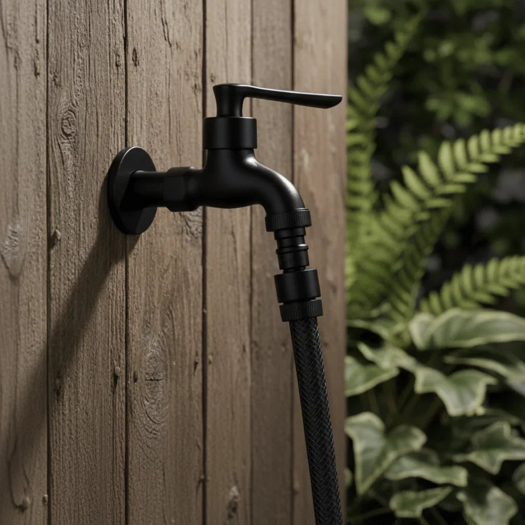 Wall-Mount Brass Faucet – Matte Black Finish for Indoor & Outdoor Use | Thomler