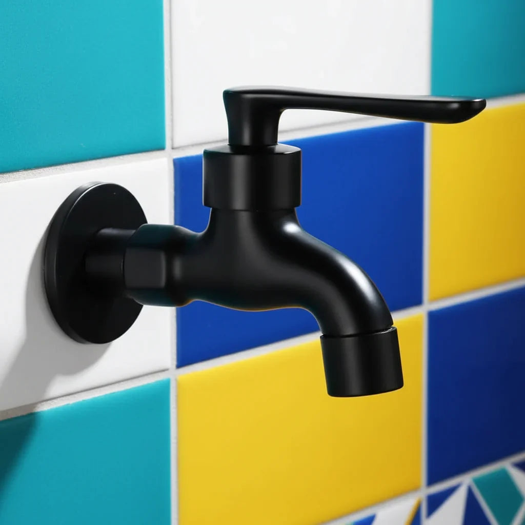Wall-Mount Brass Faucet – Matte Black Finish for Indoor & Outdoor Use | Thomler
