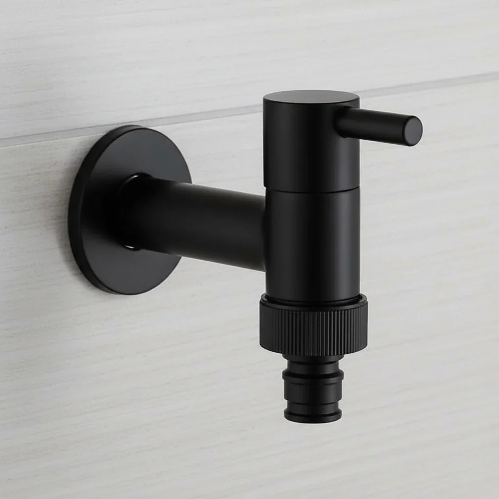 Wall-Mount Brass Faucet – Matte Black Finish for Indoor & Outdoor Use | Thomler
