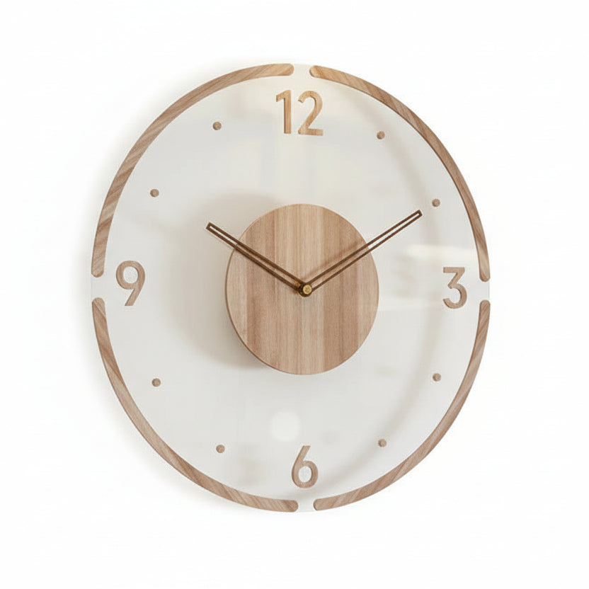 Wall Clock Wood 13.8 in Silent Minimalist Living Room Bedroom Office Decor | Thomler