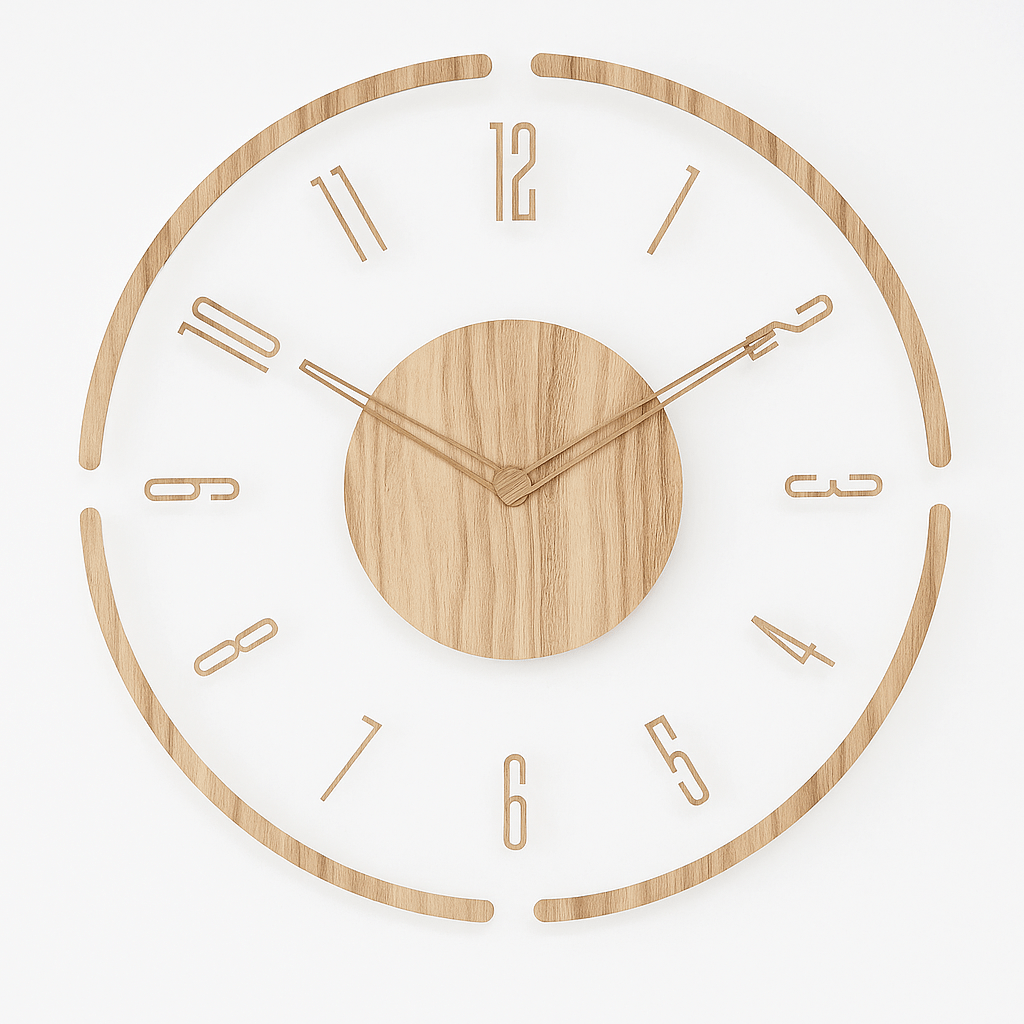 Wall Clock Wood 13.8 in Silent Minimalist Living Room Bedroom Office Decor | Thomler