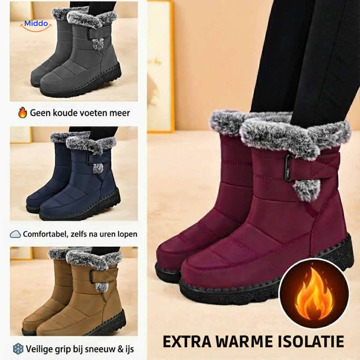 Insulated Winter Ankle Boots – Water-Resistant, Fleece-Lined, Anti-Slip Rubber Sole for Cold & Icy Conditions | Thomler