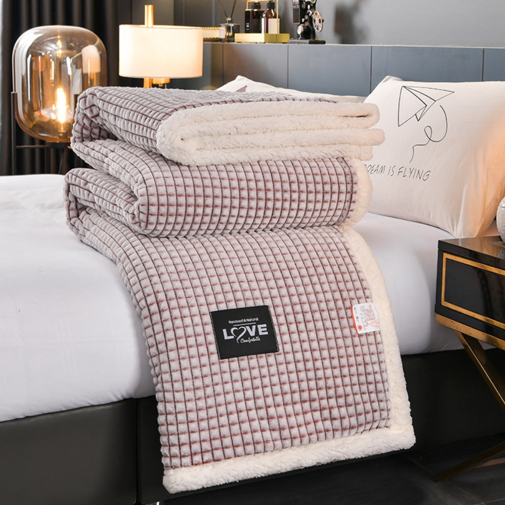 Reversible Textured Throw Blanket with Plush Fleece Backing – Year-Round Cozy Layer for Sofa & Bed | Thomler