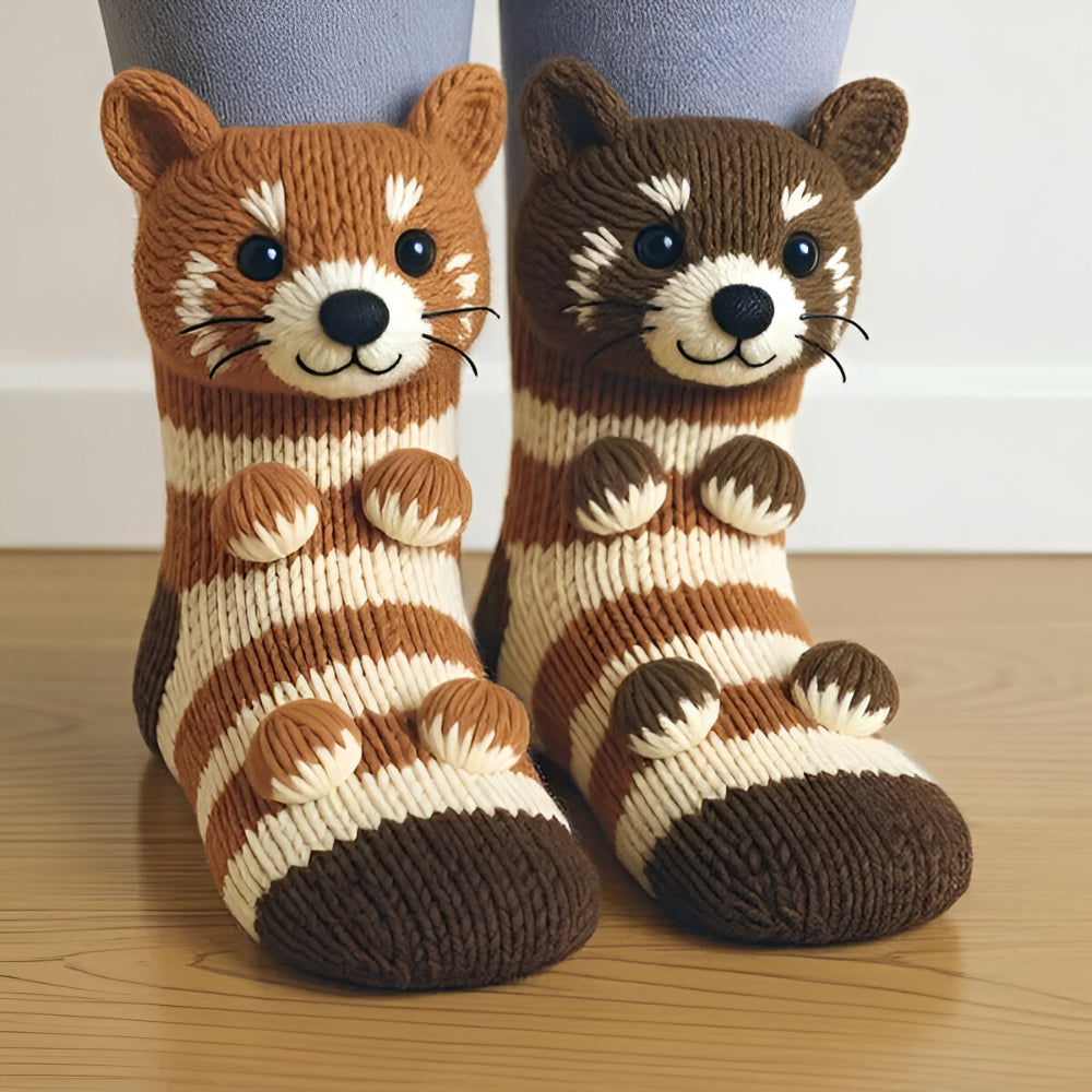 Cozy Animal Slipper Socks with Grip Soles – Soft Fleece Indoor Footwear for Winter | Thomler