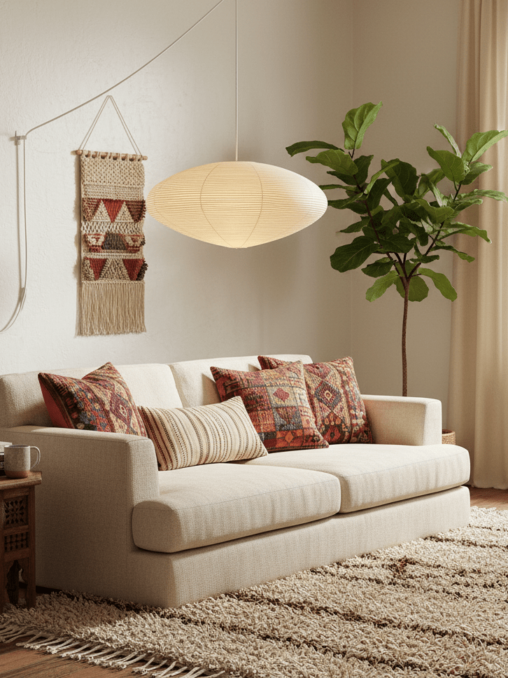 Mulberry Paper Swag Pendant Light 17.7 in x 9.8 in White Indoor Ceiling Hanging Lamp Modern Home Decor Living Room Bedroom | Thomler
