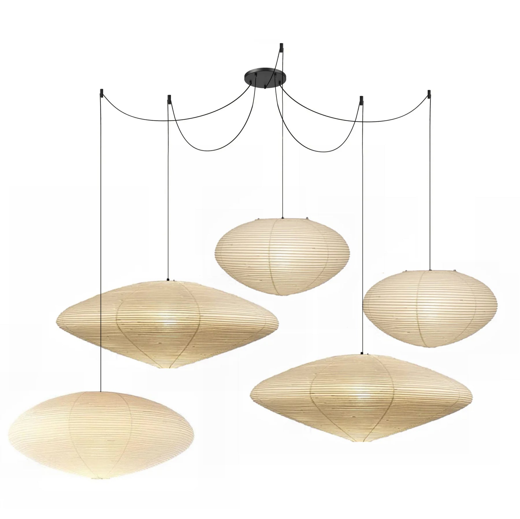 Akari Handcrafted Mulberry Paper Pendant Light 17.7 in Ceiling Indoor Warm Glow LED Edison Bulb | Thomler