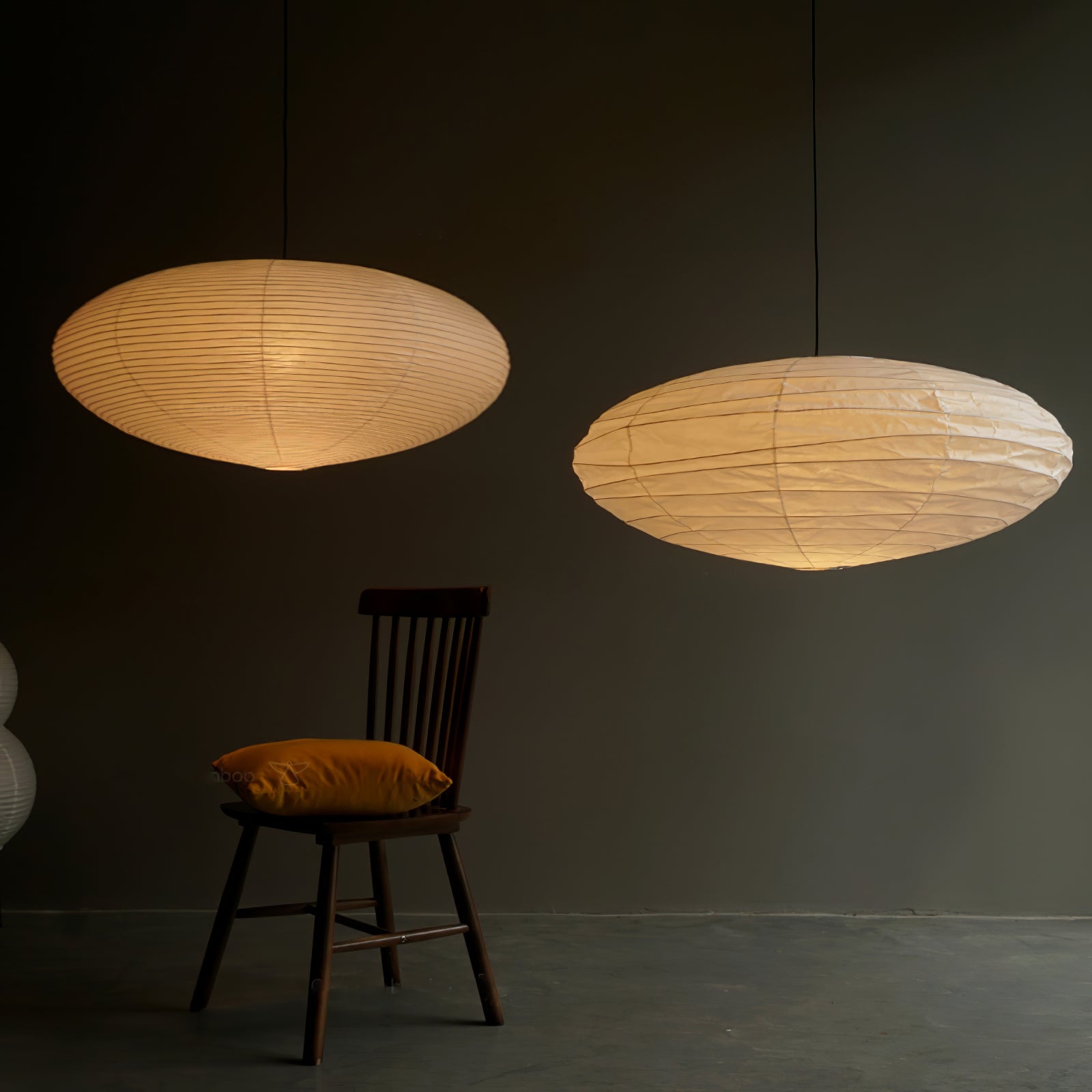 Akari Handcrafted Mulberry Paper Pendant Light 17.7 in Ceiling Indoor Warm Glow LED Edison Bulb | Thomler