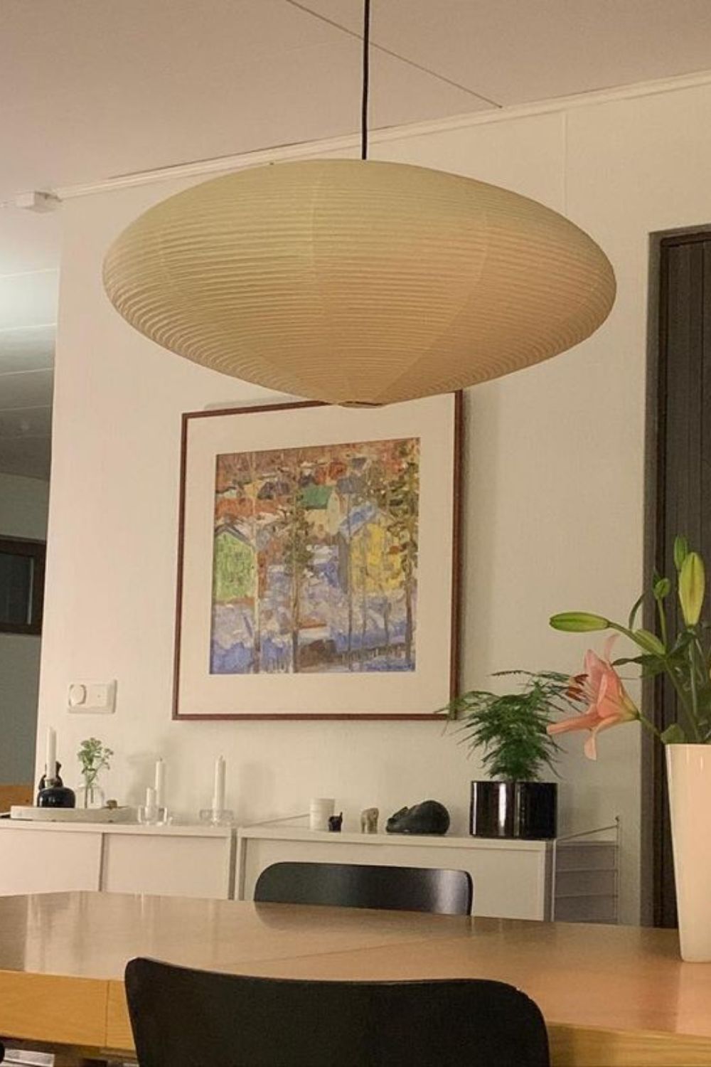 Akari Handcrafted Mulberry Paper Pendant Light 17.7 in Ceiling Indoor Warm Glow LED Edison Bulb | Thomler