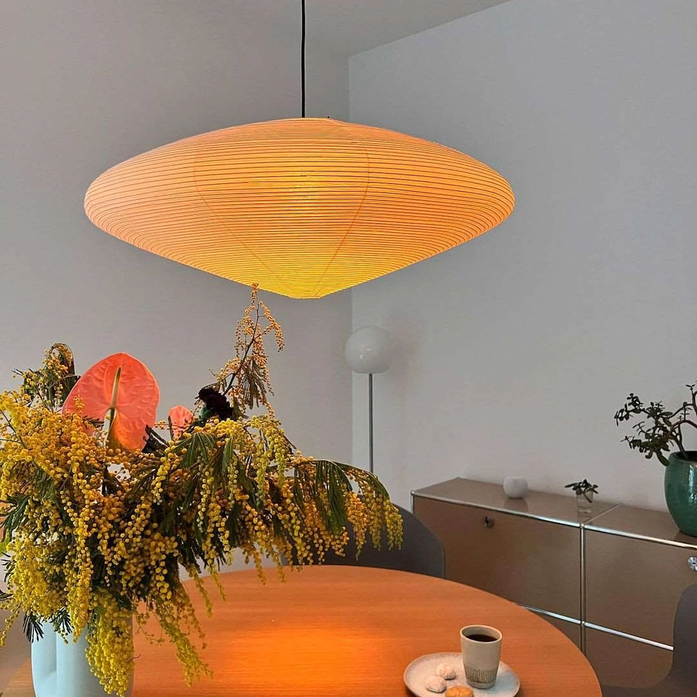 Akari Handcrafted Mulberry Paper Pendant Light 17.7 in Ceiling Indoor Warm Glow LED Edison Bulb | Thomler