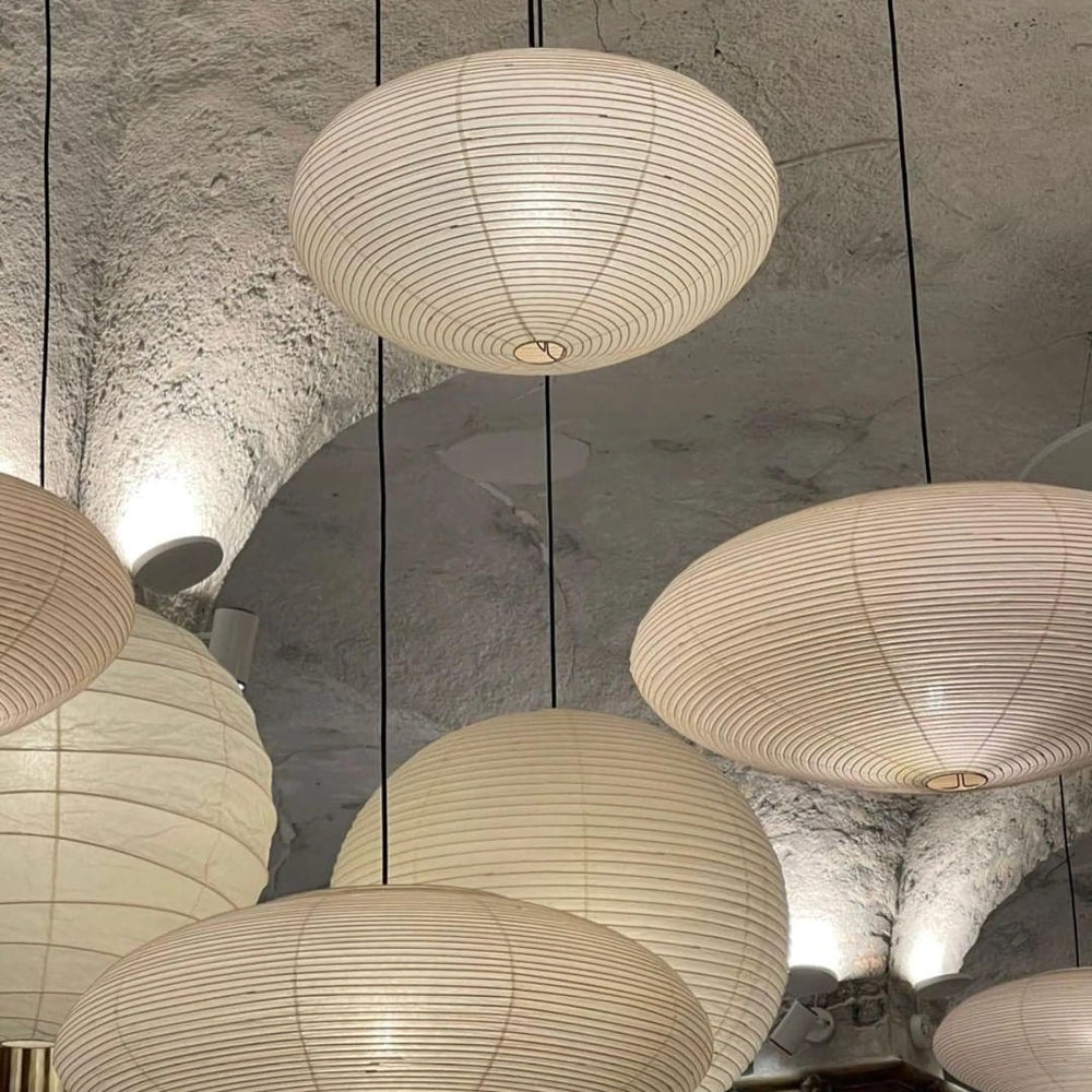 Akari Handcrafted Mulberry Paper Pendant Light 17.7 in Ceiling Indoor Warm Glow LED Edison Bulb | Thomler