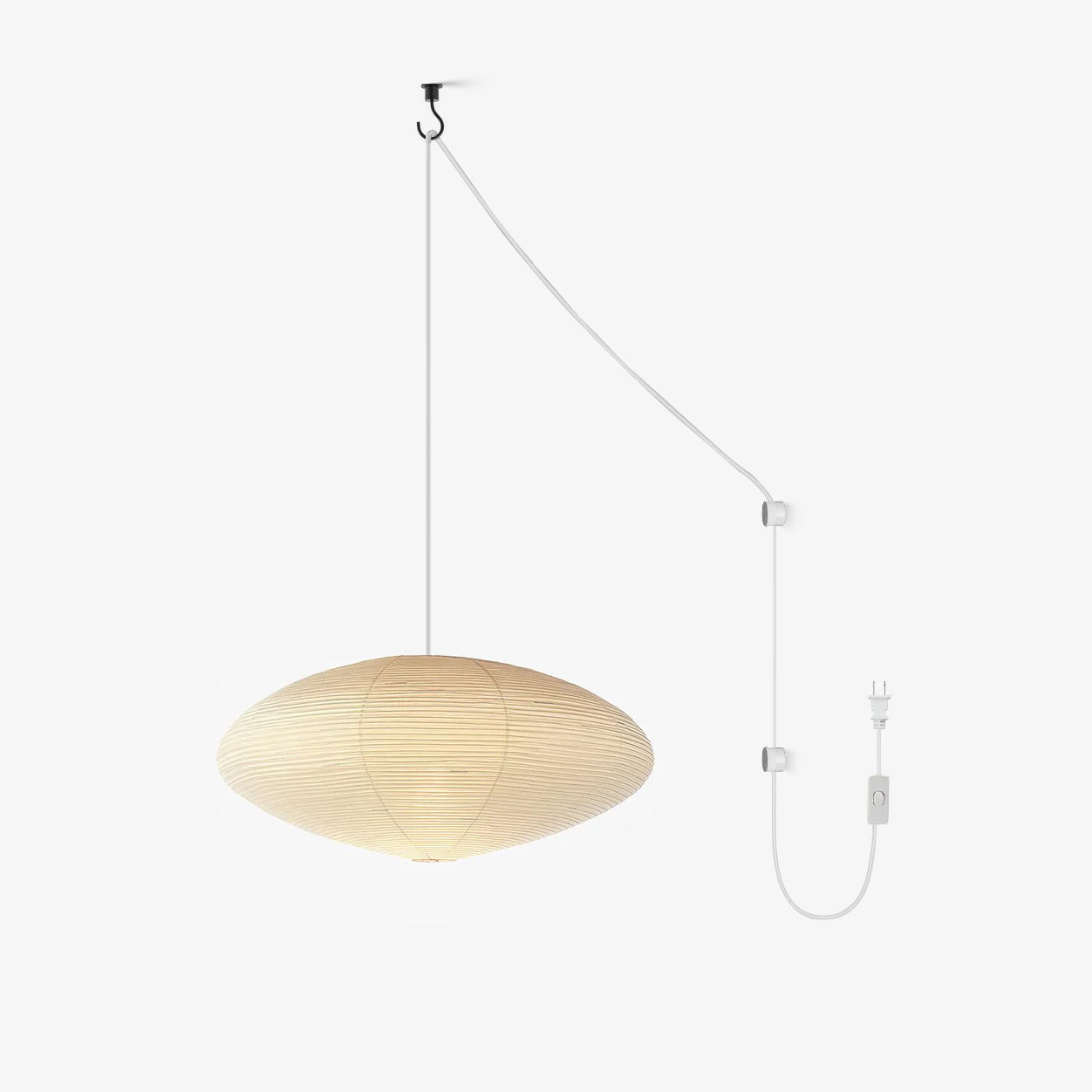 Mulberry Paper Swag Pendant Light 17.7 in x 9.8 in White Indoor Ceiling Hanging Lamp Modern Home Decor Living Room Bedroom | Thomler