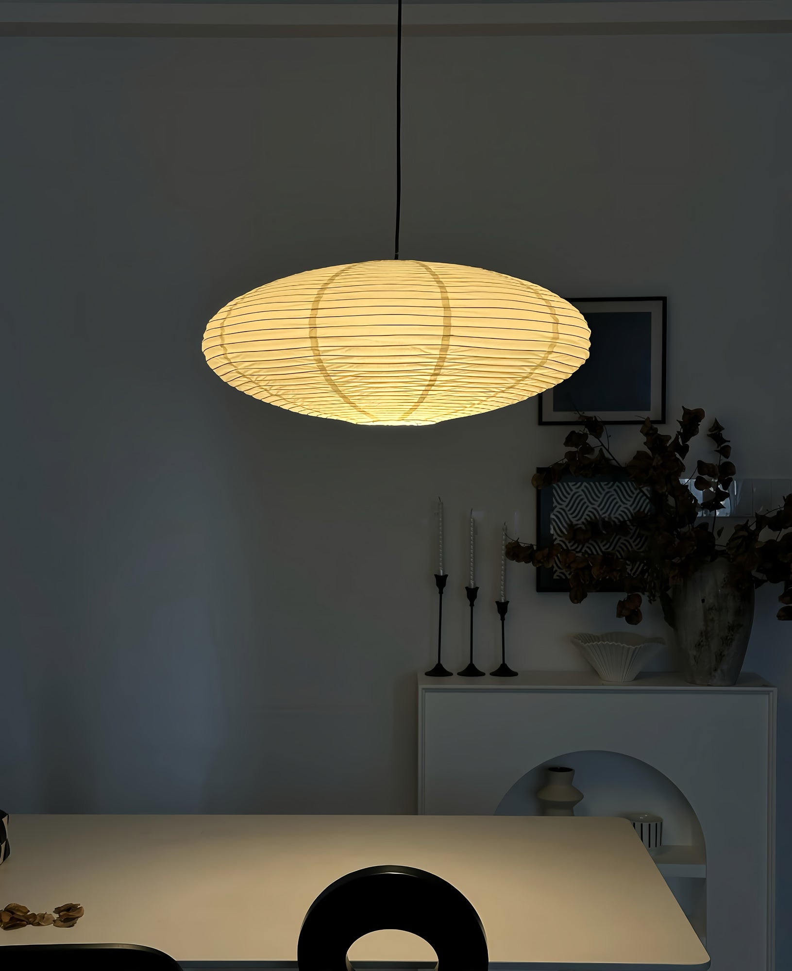Mulberry Paper Swag Pendant Light 17.7 in x 9.8 in White Indoor Ceiling Hanging Lamp Modern Home Decor Living Room Bedroom | Thomler