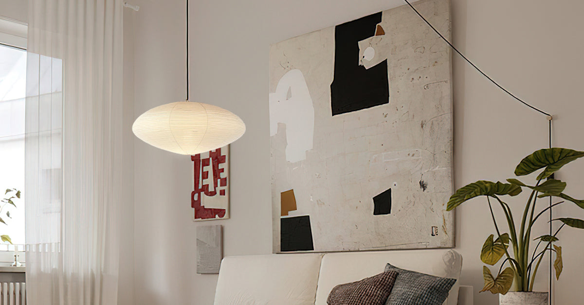 Mulberry Paper Swag Pendant Light 17.7 in x 9.8 in White Indoor Ceiling Hanging Lamp Modern Home Decor Living Room Bedroom | Thomler