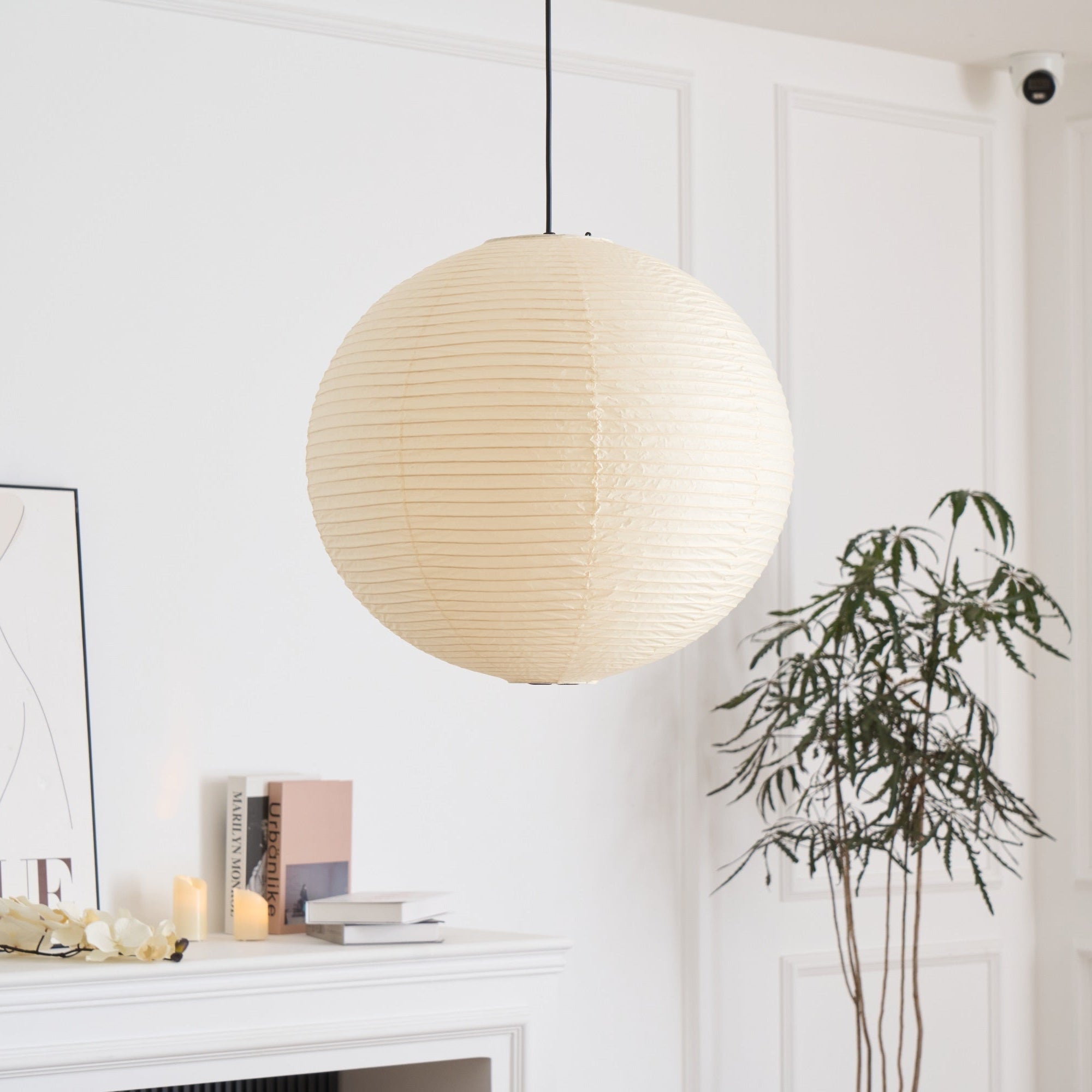Pendant Lamp Mulberry Paper 15.7 in Adjustable Indoor Ceiling Lighting Modern Dining Room Kitchen Island Hanging Light | Thomler