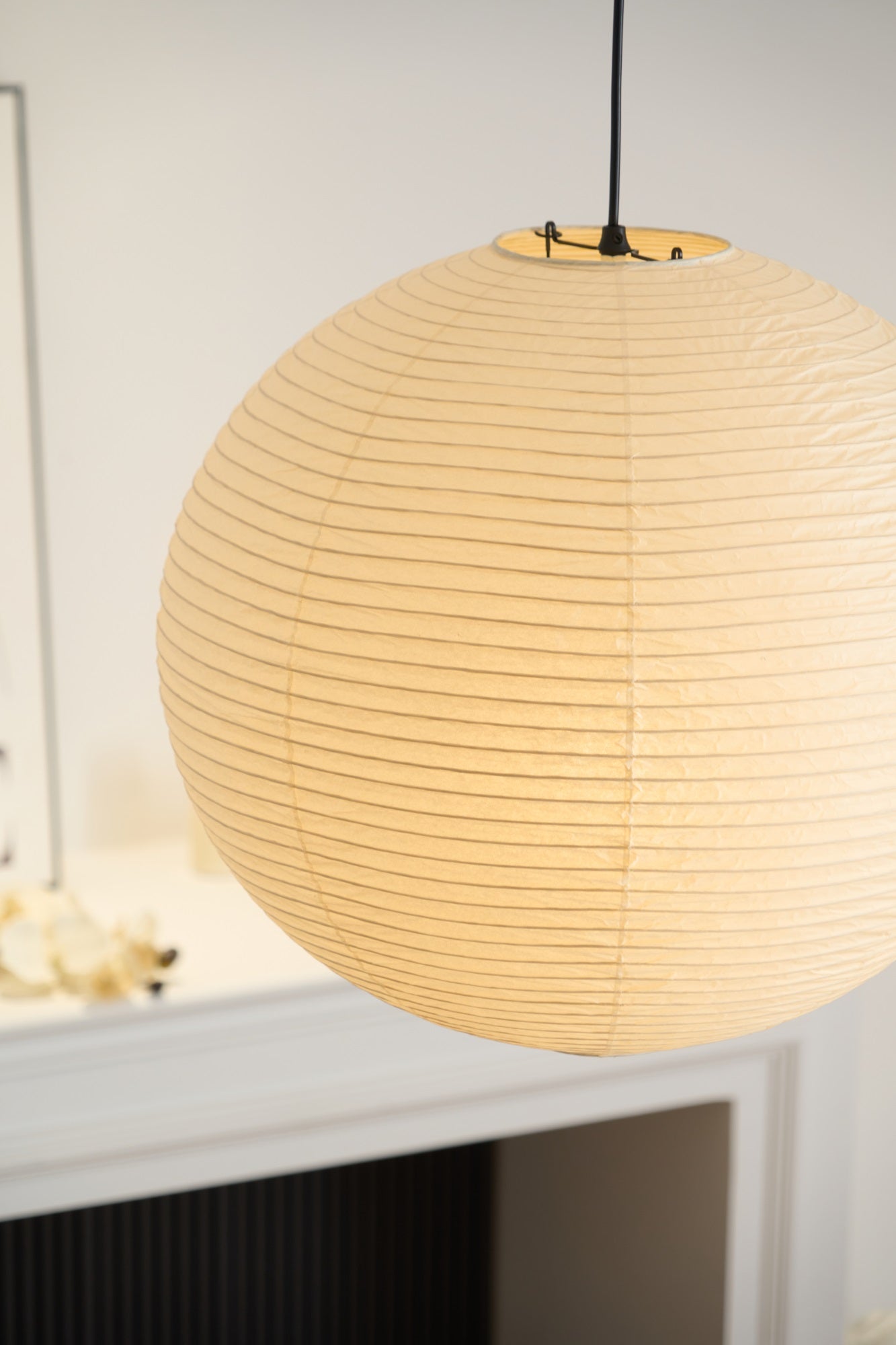 Pendant Lamp Mulberry Paper 15.7 in Adjustable Indoor Ceiling Lighting Modern Dining Room Kitchen Island Hanging Light | Thomler