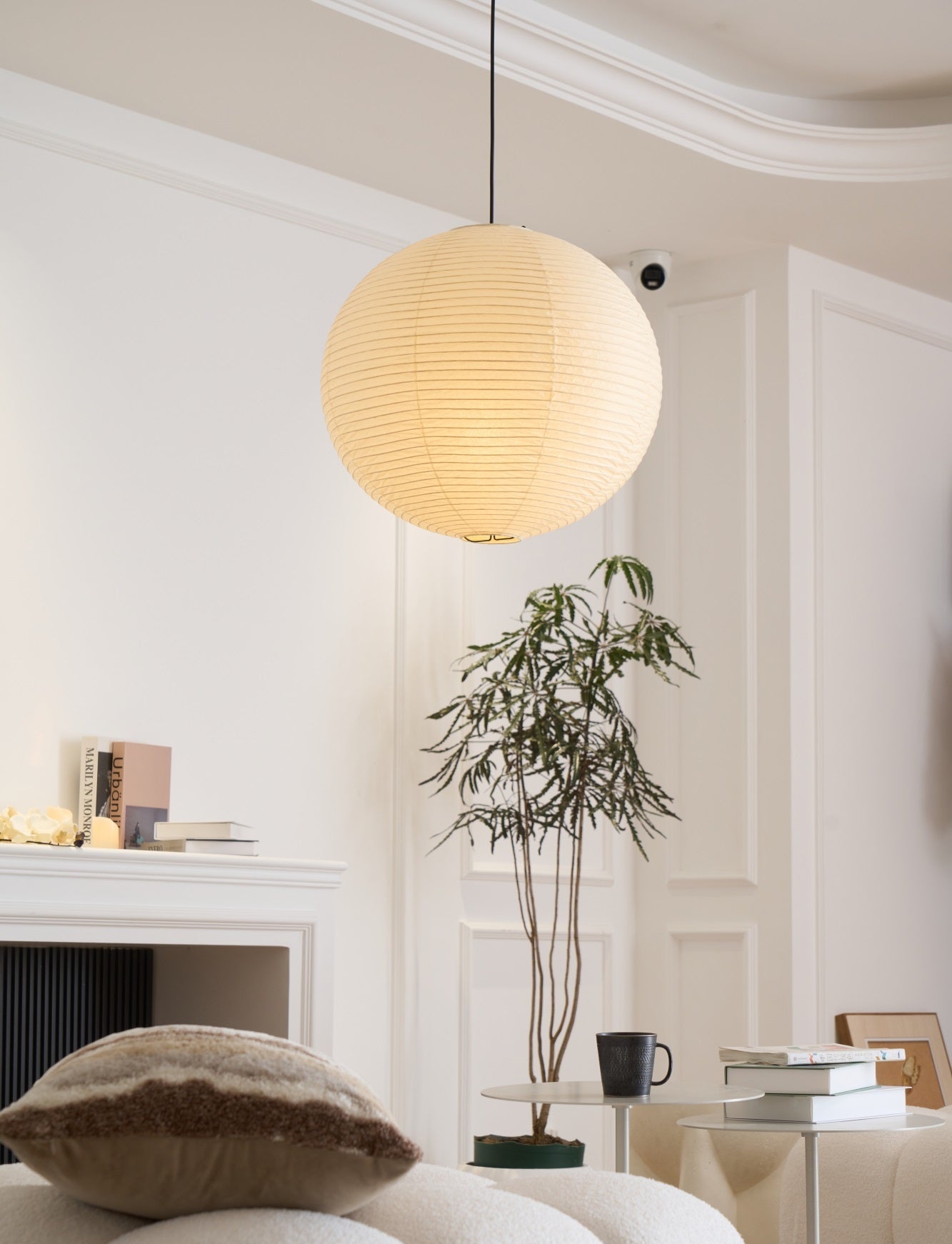 Pendant Lamp Mulberry Paper 15.7 in Adjustable Indoor Ceiling Lighting Modern Dining Room Kitchen Island Hanging Light | Thomler