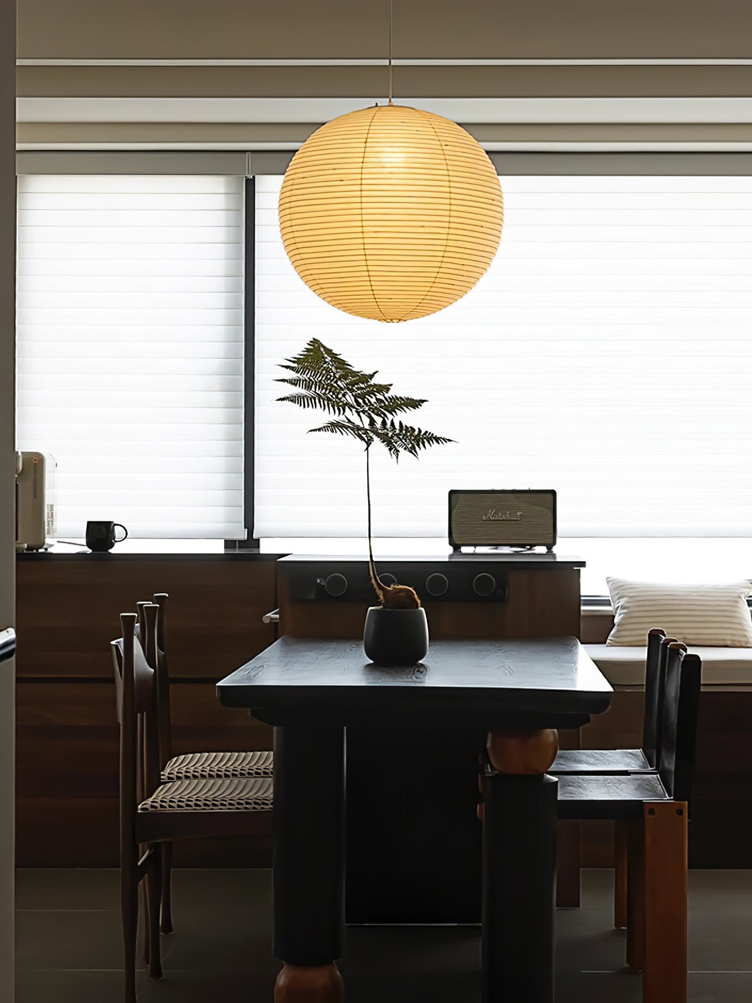 Pendant Lamp Mulberry Paper 15.7 in Adjustable Indoor Ceiling Lighting Modern Dining Room Kitchen Island Hanging Light | Thomler