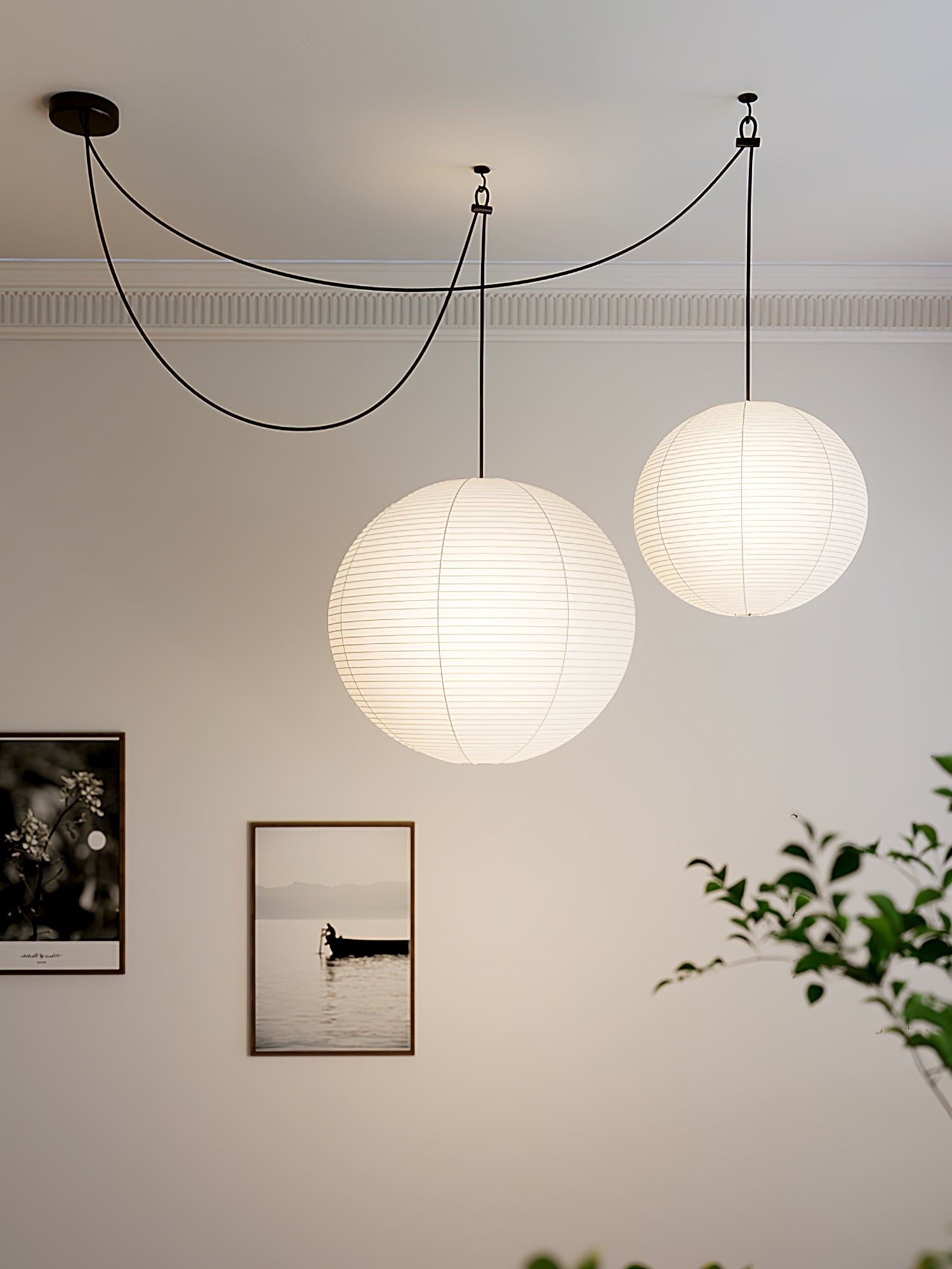 Pendant Lamp Mulberry Paper 15.7 in Adjustable Indoor Ceiling Lighting Modern Dining Room Kitchen Island Hanging Light | Thomler