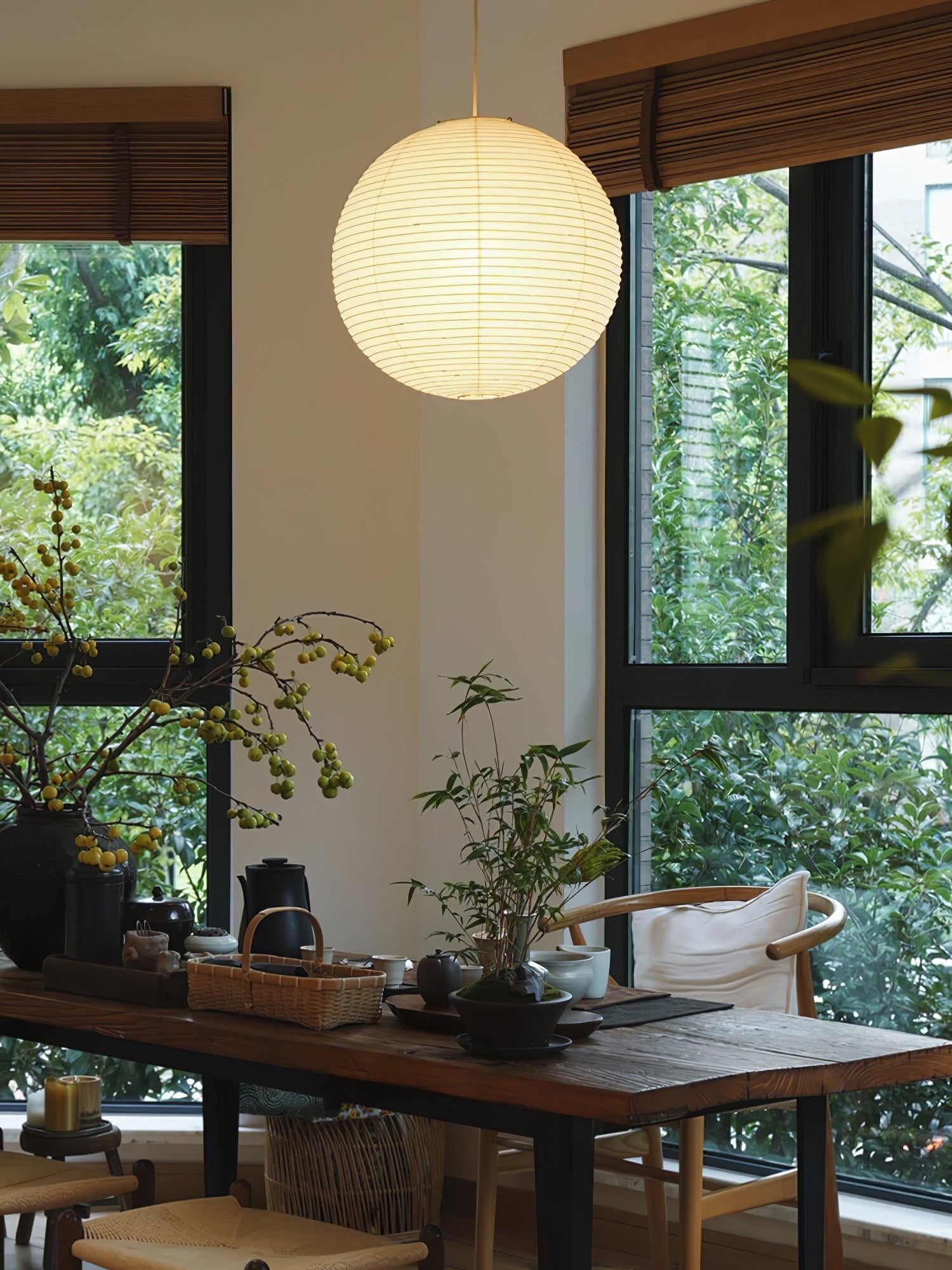 Pendant Lamp Mulberry Paper 15.7 in Adjustable Indoor Ceiling Lighting Modern Dining Room Kitchen Island Hanging Light | Thomler