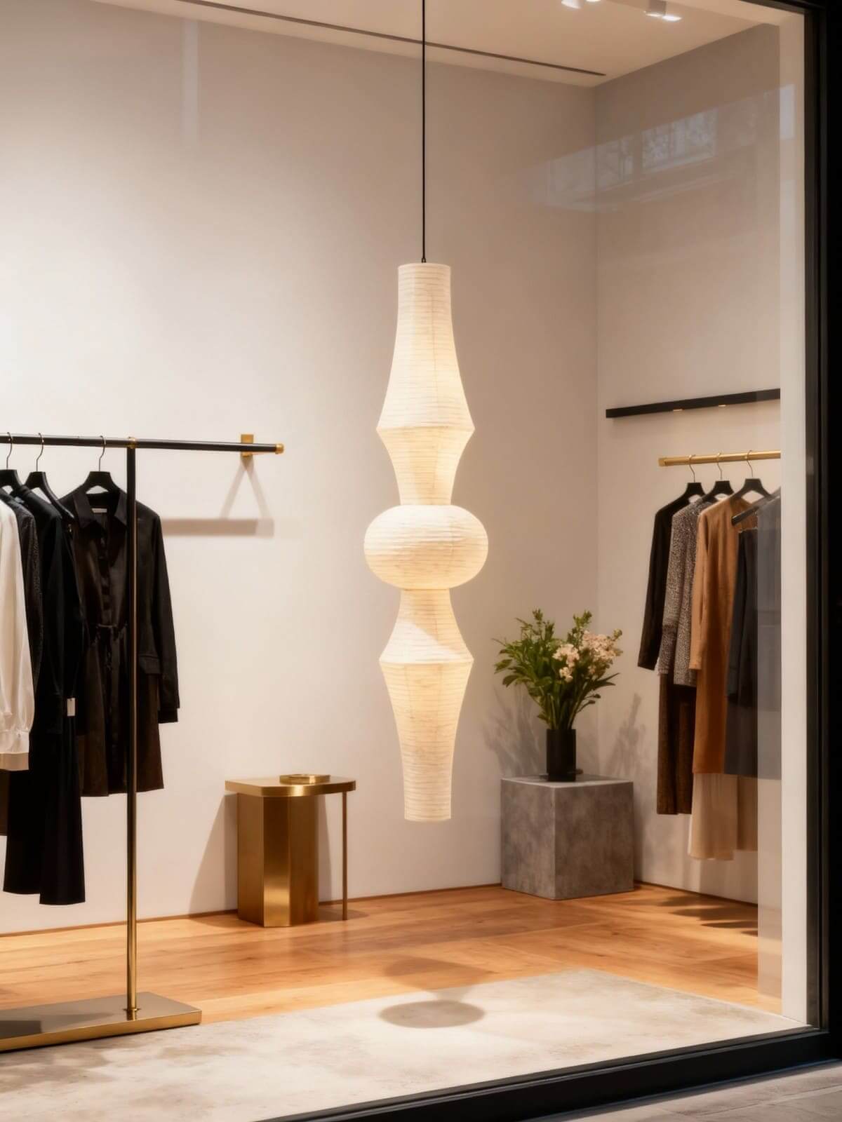 Pendant Light Paper Metal 18.9 in x 57.1 in Indoor Dining Room Kitchen Island Hanging Lamp Modern Minimalist Design | Thomler