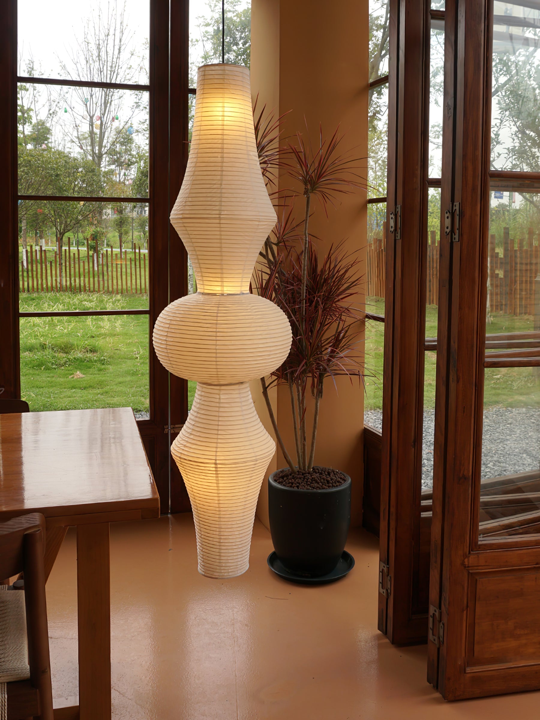 Washi Paper Pendant Light 12.2 in x 55.1 in White Indoor Ceiling Hanging Lamp Warm Ambient Lighting Decorative E26 E27 | Thomler