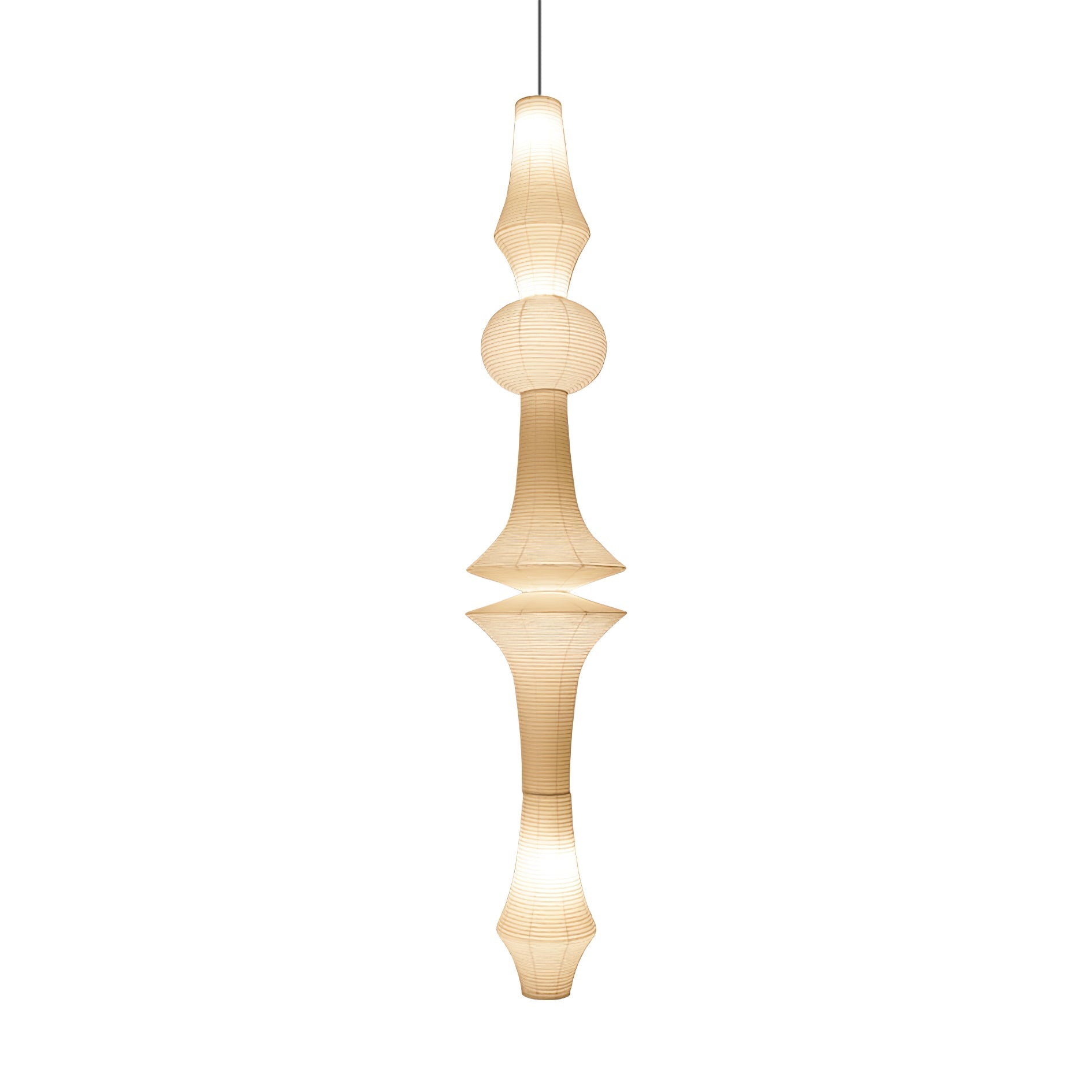 Washi Paper Pendant Light 12.2 in x 55.1 in White Indoor Ceiling Hanging Lamp Warm Ambient Lighting Decorative E26 E27 | Thomler