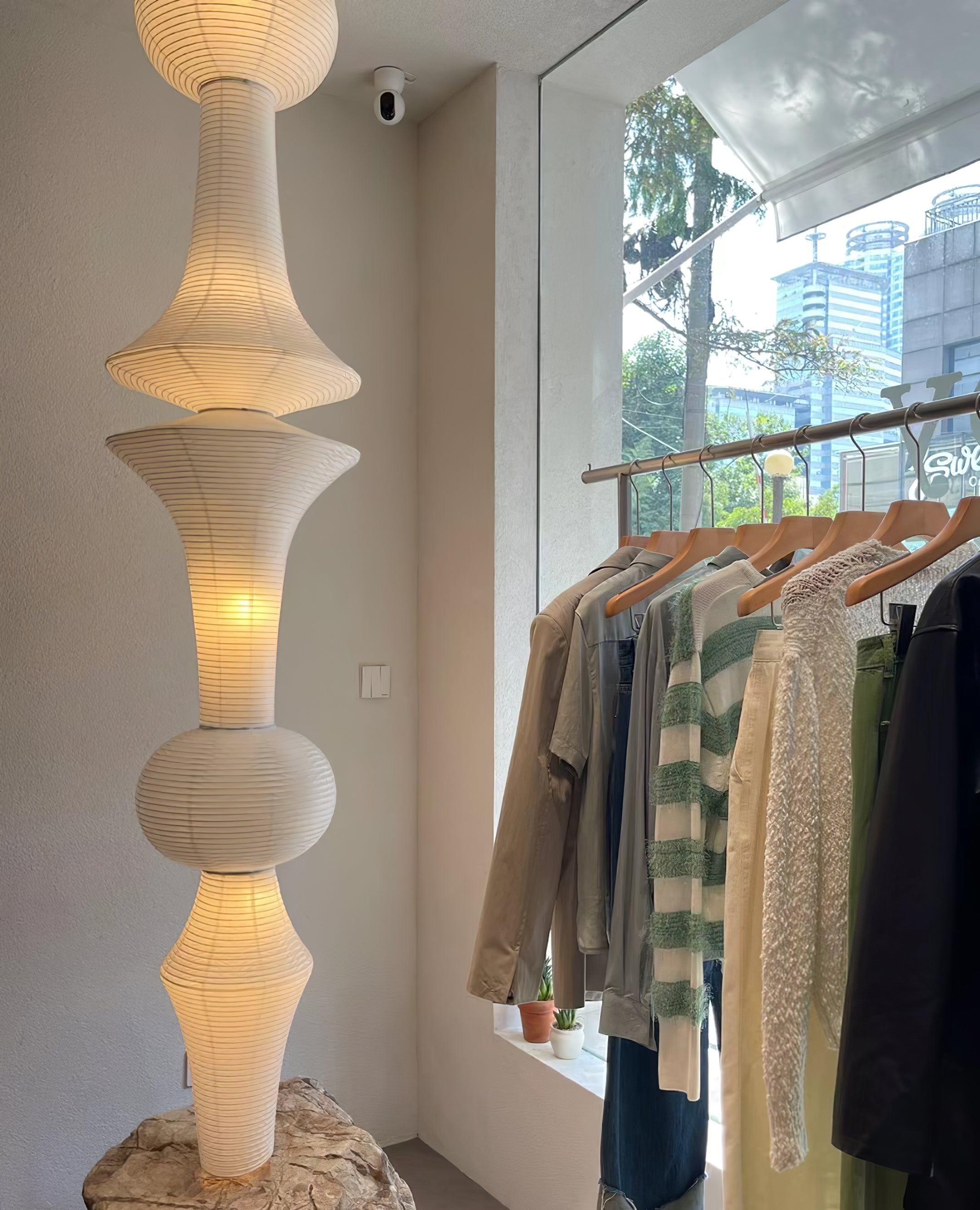 Washi Paper Pendant Light 12.2 in x 55.1 in White Indoor Ceiling Hanging Lamp Warm Ambient Lighting Decorative E26 E27 | Thomler