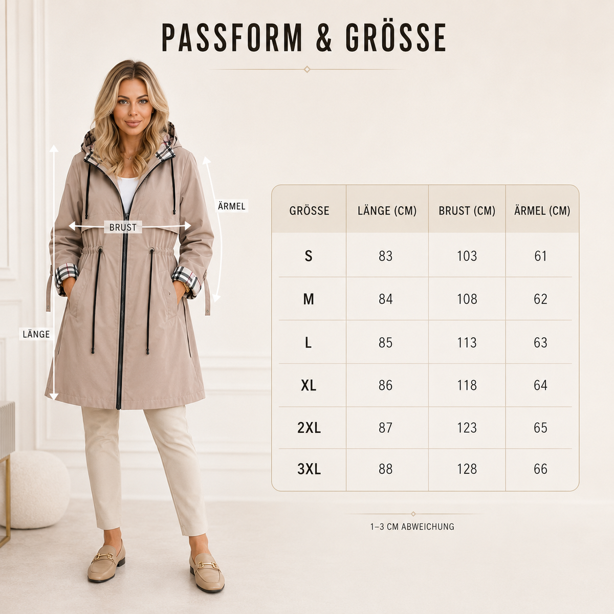 Women's Hooded Weatherproof Coat with Zip Closure – Windproof & Water-Resistant Jacket for Daily Wear, Travel & Outdoor Activities | Thomler