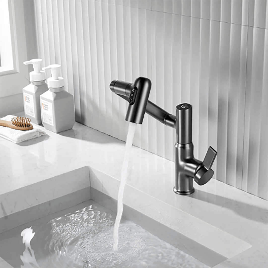 Kitchen Faucet Stainless Steel 12 in Height Adjustable 360° Swivel Chrome Kitchen Sink Mixer with Temperature Display | Thomler