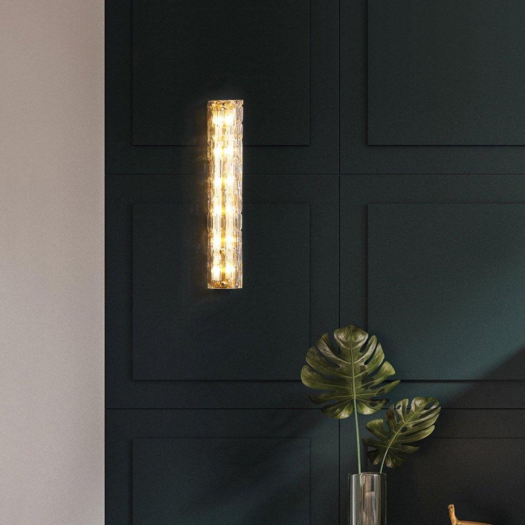 Contemporary Gold Brass & Glass Cylinder Wall Light for Indoor Living Spaces | Thomler