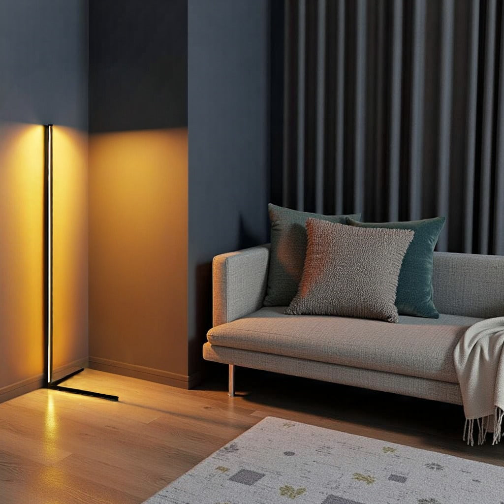 Floor Lamp Aluminium 142.0 cm 55.9" Black Remote Controlled Living Room Bedroom Dimmable LED Standing Light | Thomler