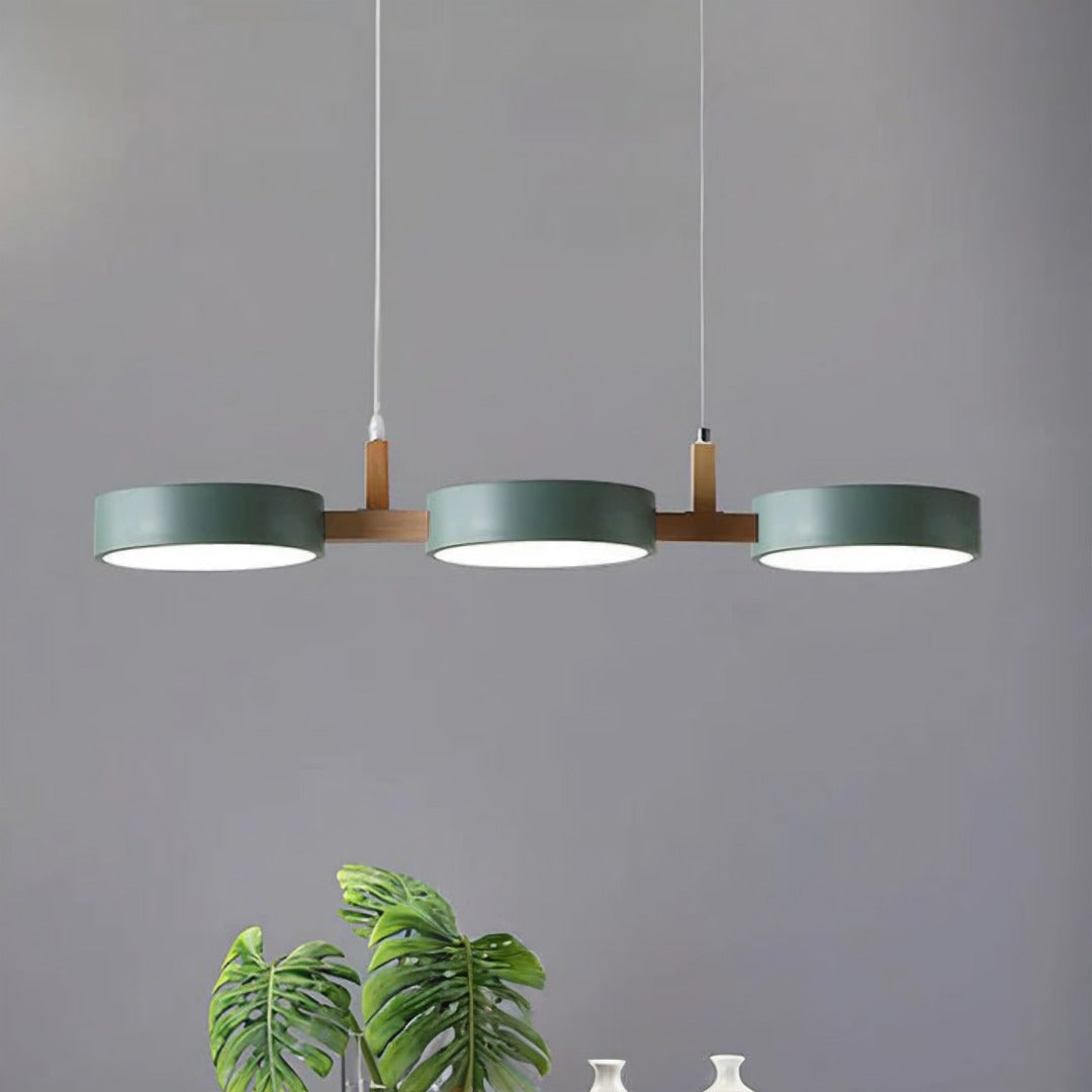 Modern Round Pendant Light with Wood Accents for Dining Room – 30 in LED Hanging Ceiling Fixture Kitchen Island Breakfast Nook | Thomler