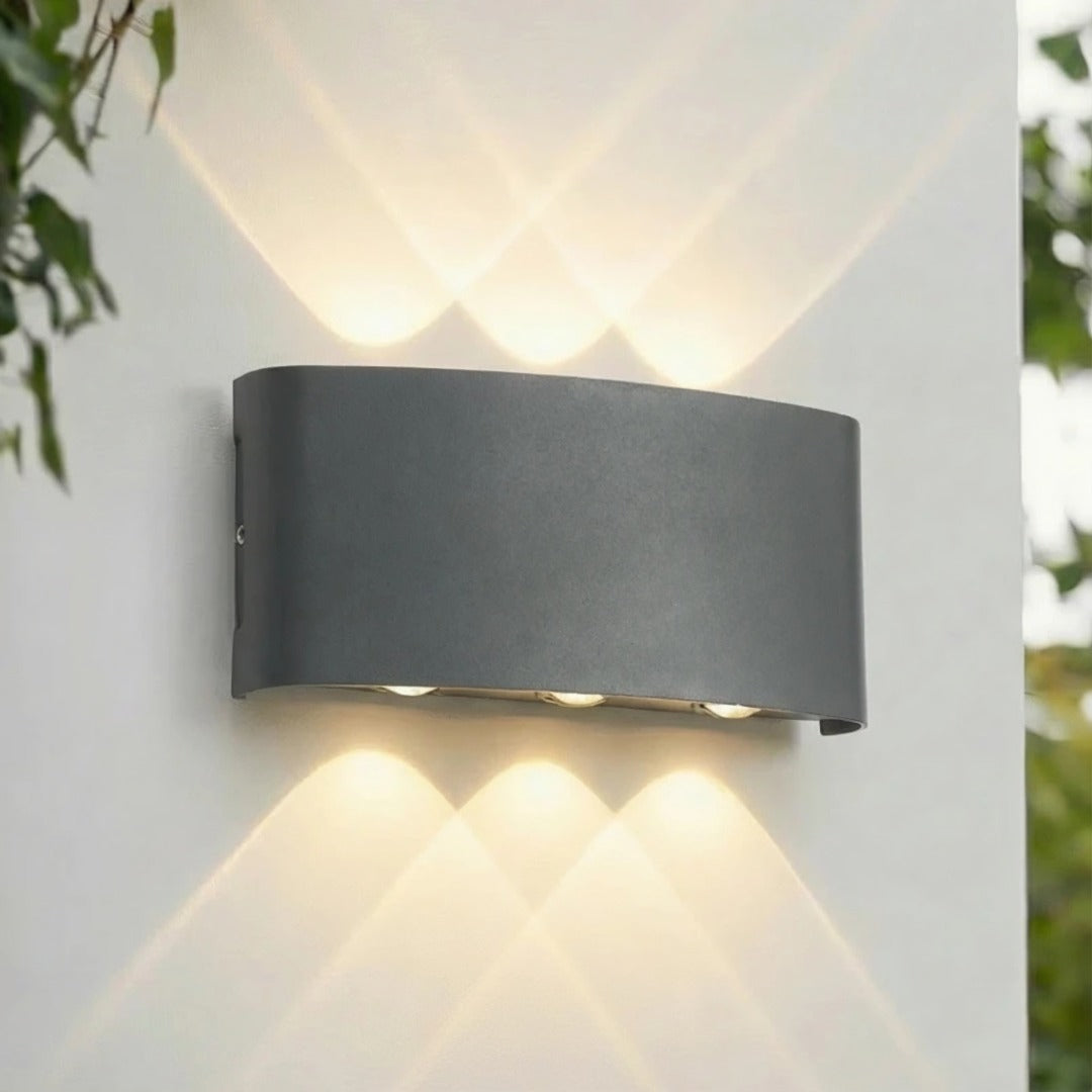 Dual-Beam Outdoor Wall Light – Sandblasted Aluminum – IP65 Weatherproof for Porch, Patio & Garden | Thomler