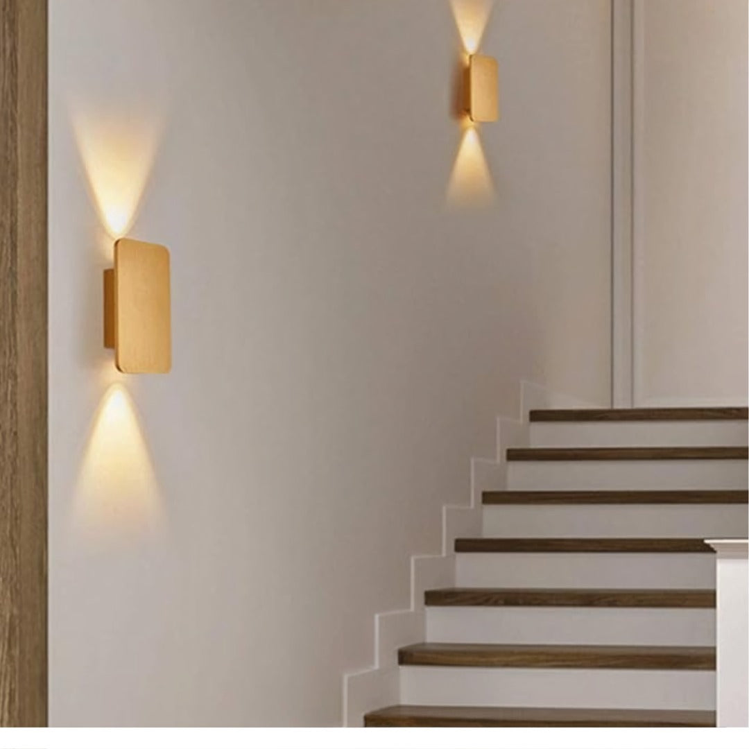Wood Grain LED Wall Sconce | Ambient Uplight for Bedroom Living Room Hallway | 6W Warm Glow Fixture | Modern Minimalist Design | Thomler
