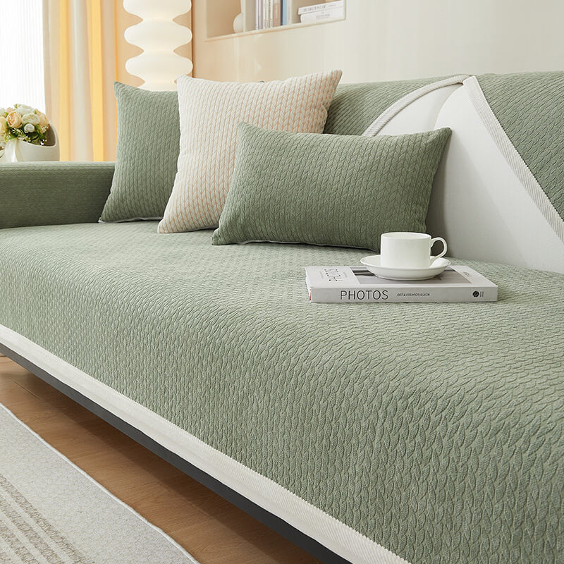 Chenille Furniture Protector with Textured Wheat Pattern – Scratch-Resistant Slip-Free Throws for Sofas, Chairs & Sectionals | Thomler