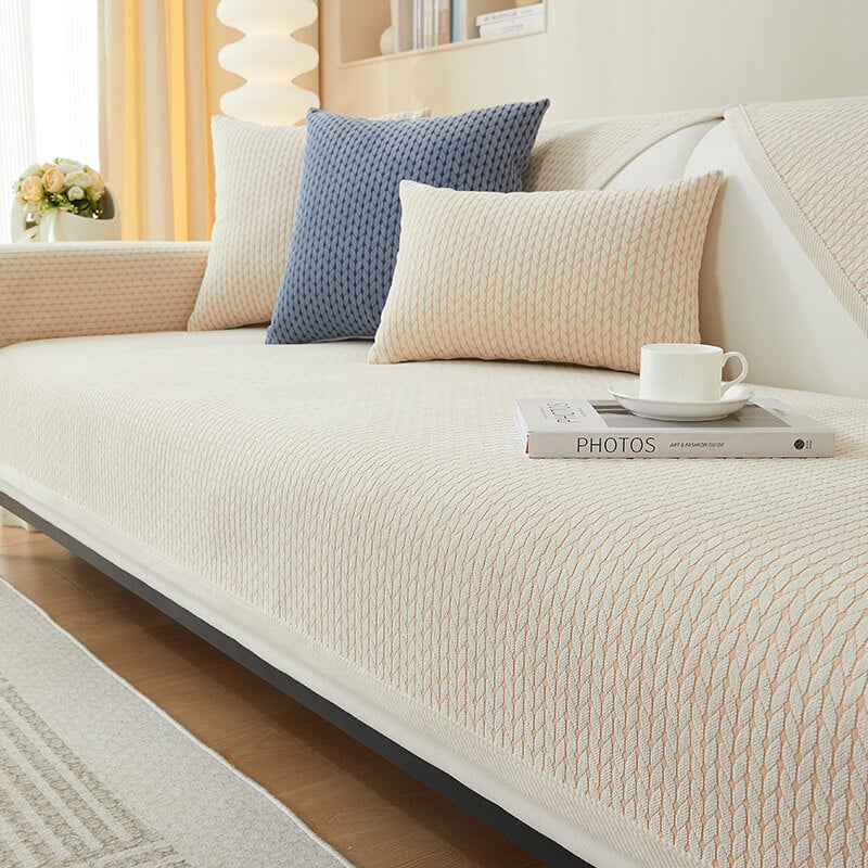 Chenille Furniture Protector with Textured Wheat Pattern – Scratch-Resistant Slip-Free Throws for Sofas, Chairs & Sectionals | Thomler