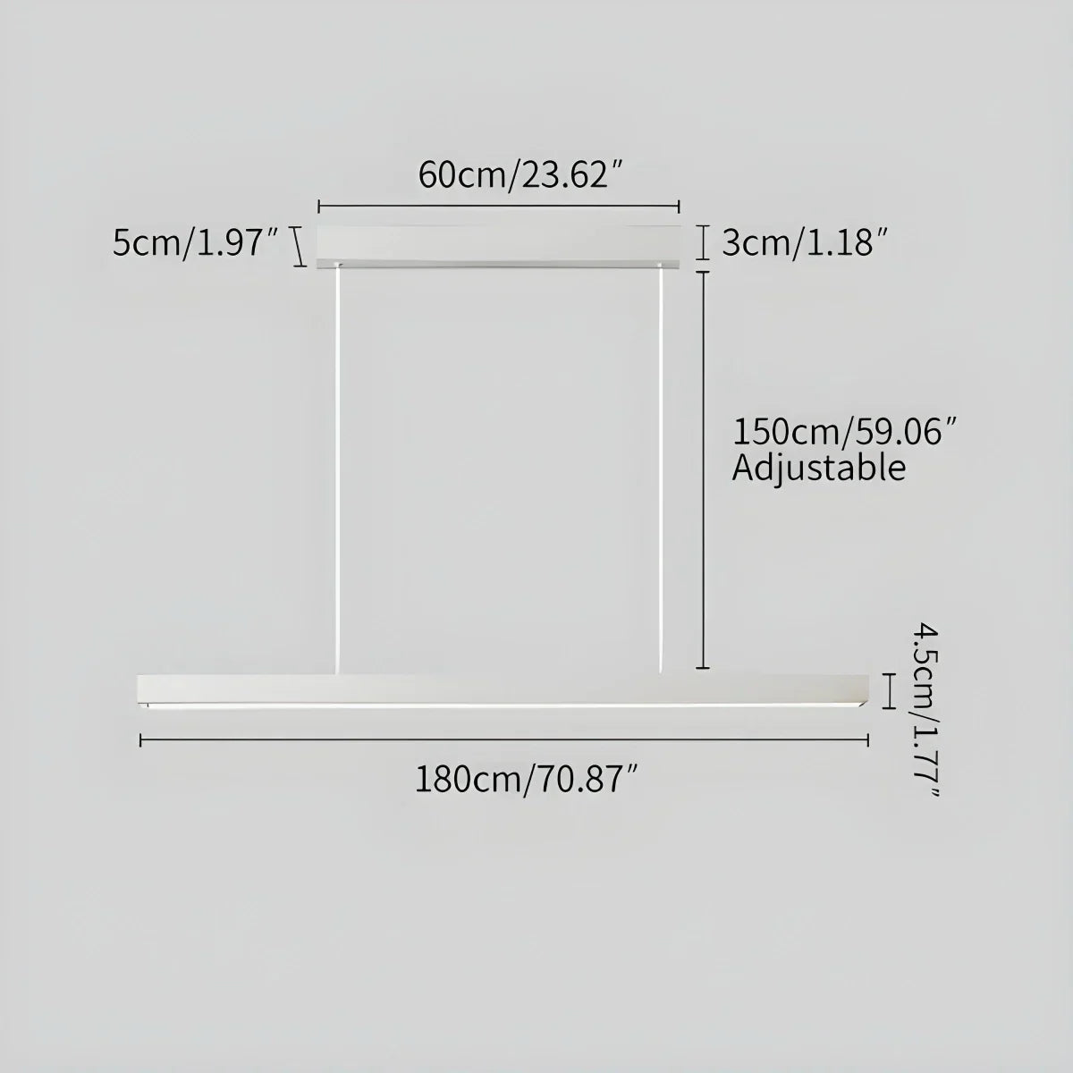 Pendant Light Aluminium Integrated LED Black Kitchen Island Dining Table Minimalist Linear Ceiling Light Adjustable | Thomler