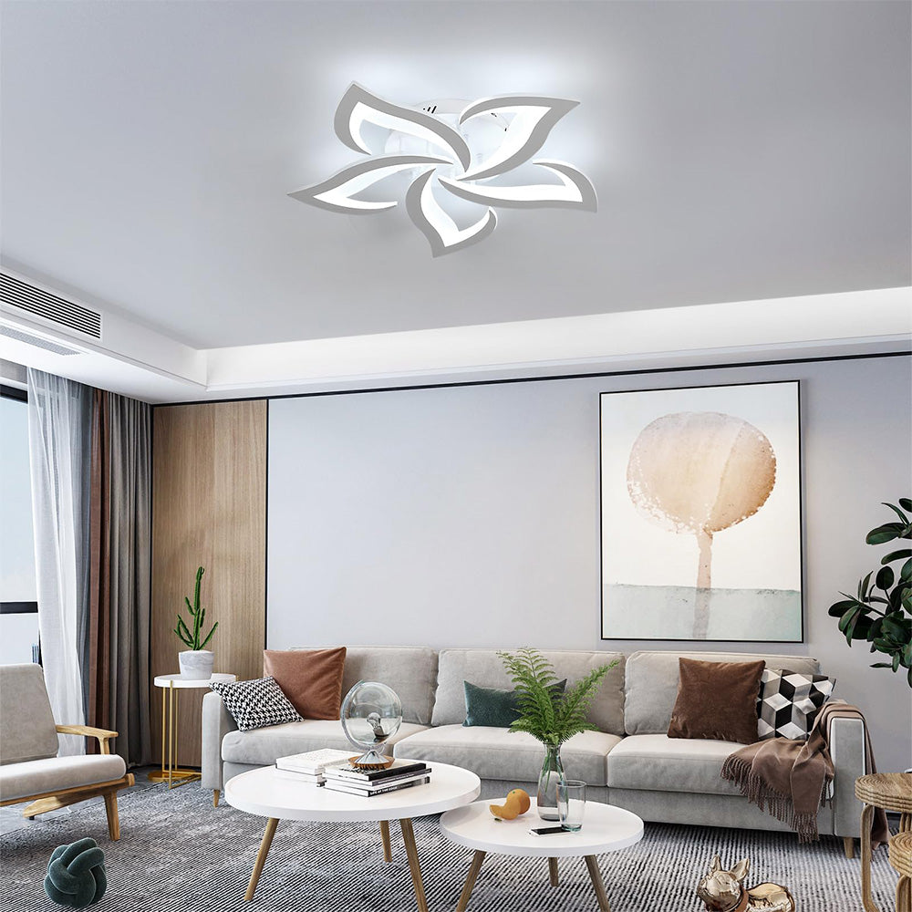 Ceiling Lamp Metal Acrylic 55.0 cm Black LED Living Room Bedroom Floral Flush Mount Lighting | Thomler